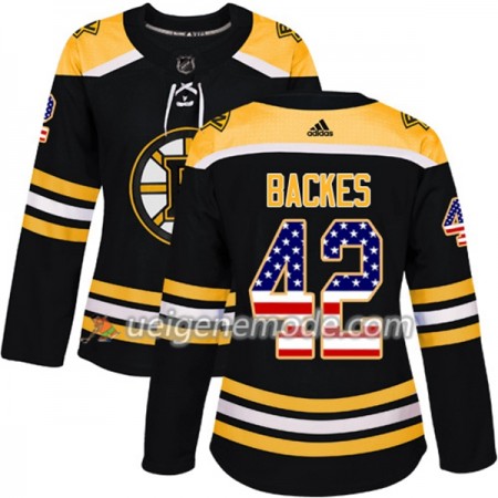 Dame Eishockey Boston Bruins Trikot David Backes 42 Adidas 2017-2018 Schwarz USA Flag Fashion Authentic